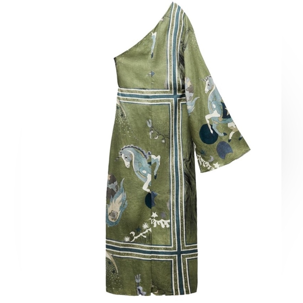 ZARA PRINT ASYMMETRIC ONE SHOULDER
LONG SLEEVE LINEN DRESS - Picture 15 of 16